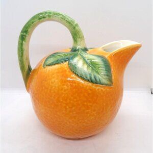 Ancora  Italian Ceramic Orange Fruit Pitcher preowned